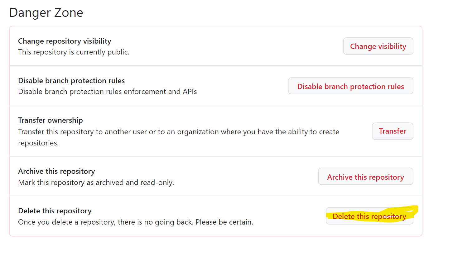 Delete GitHub repository