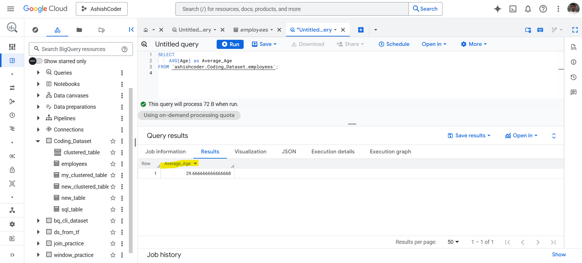 AVG function in BigQuery
