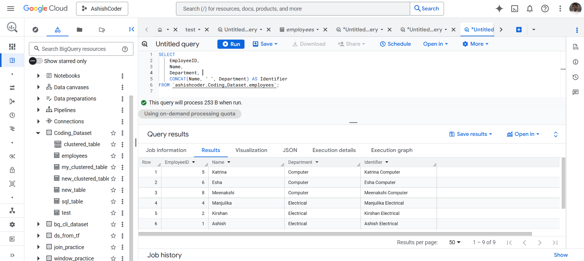 CONCAT function in BigQuery