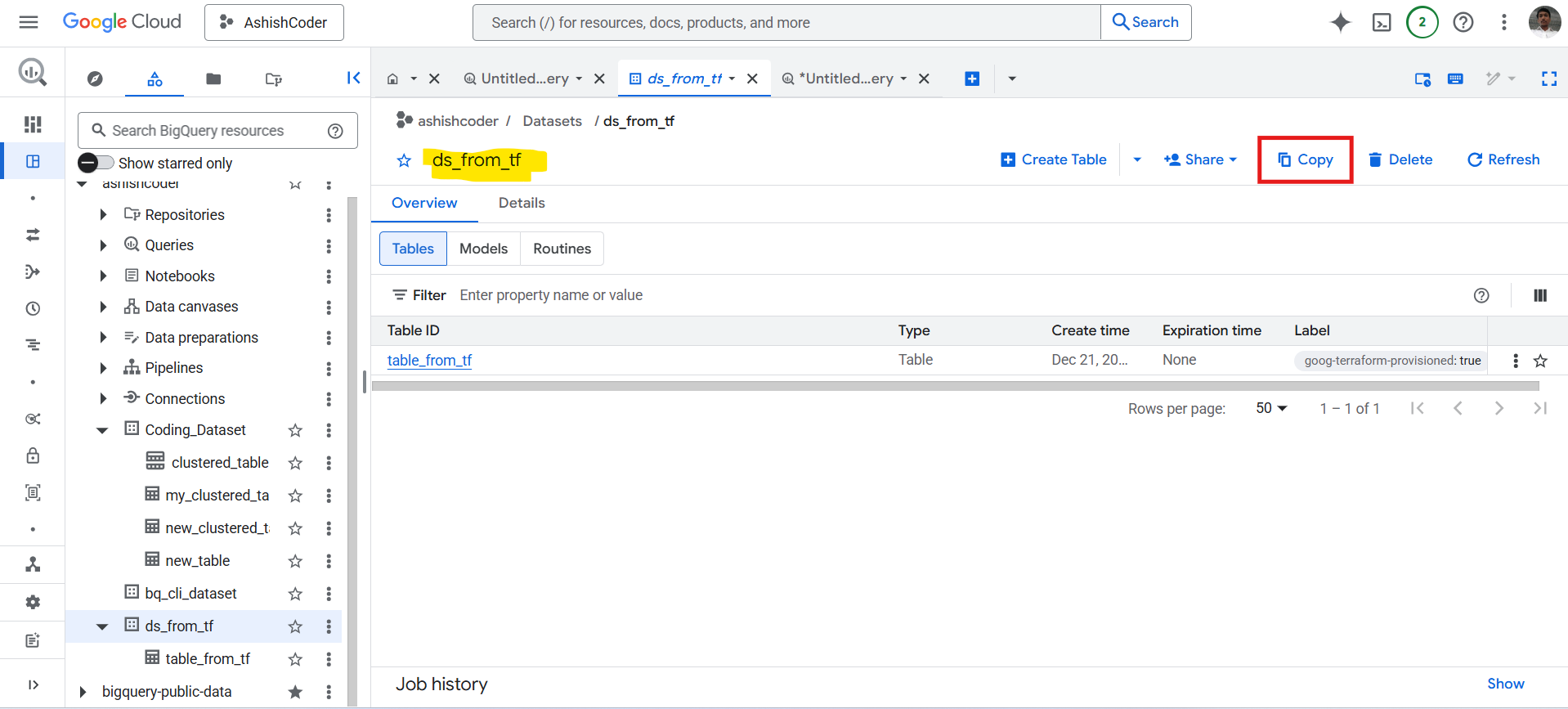 Copy Datasets in BigQuery