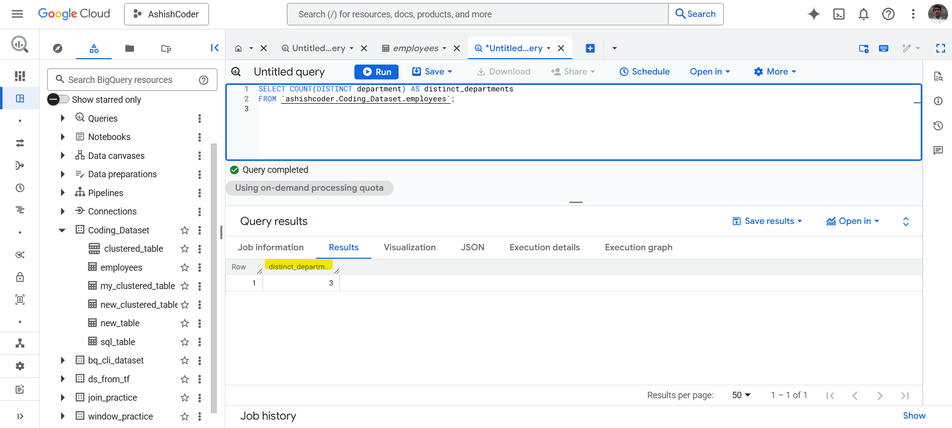 Count function in BigQuery