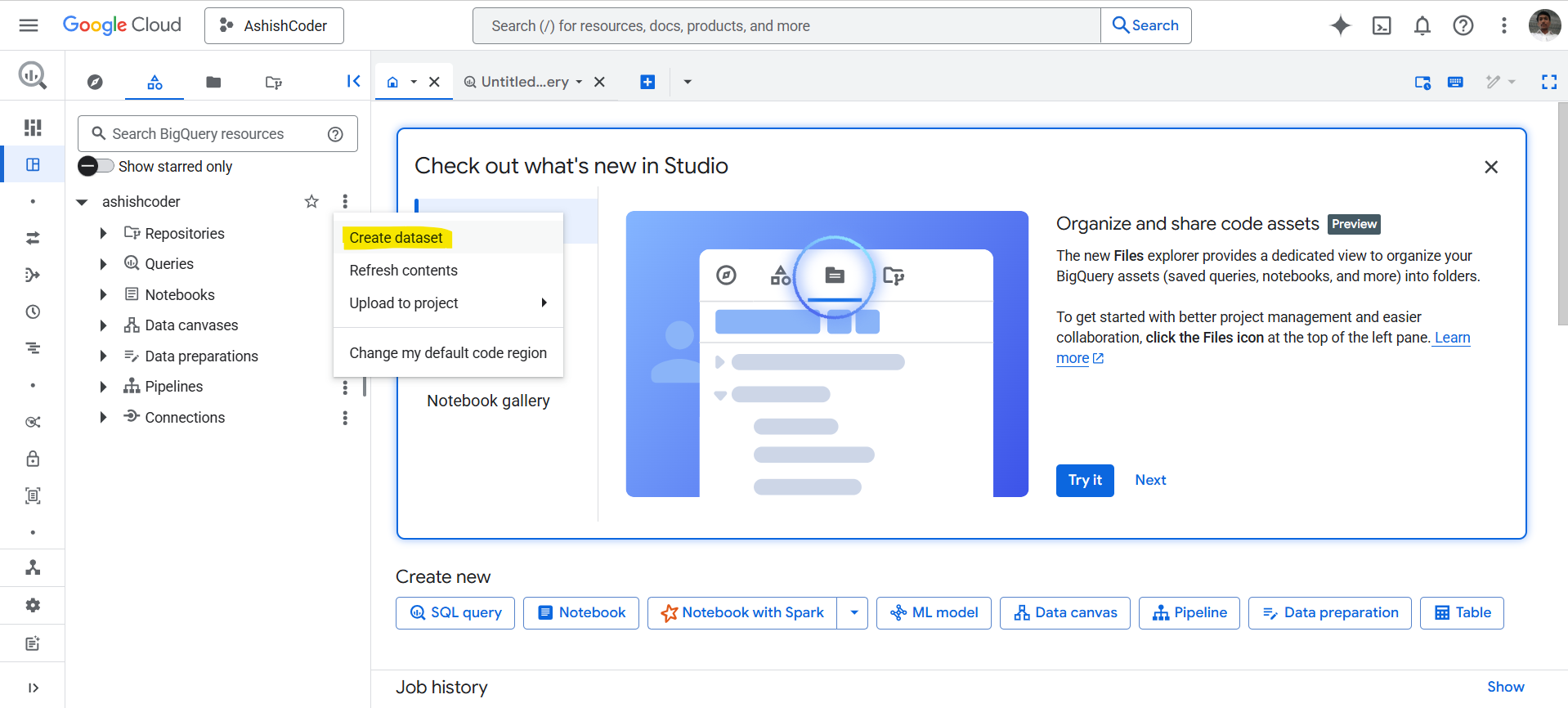 Datasets in BigQuery