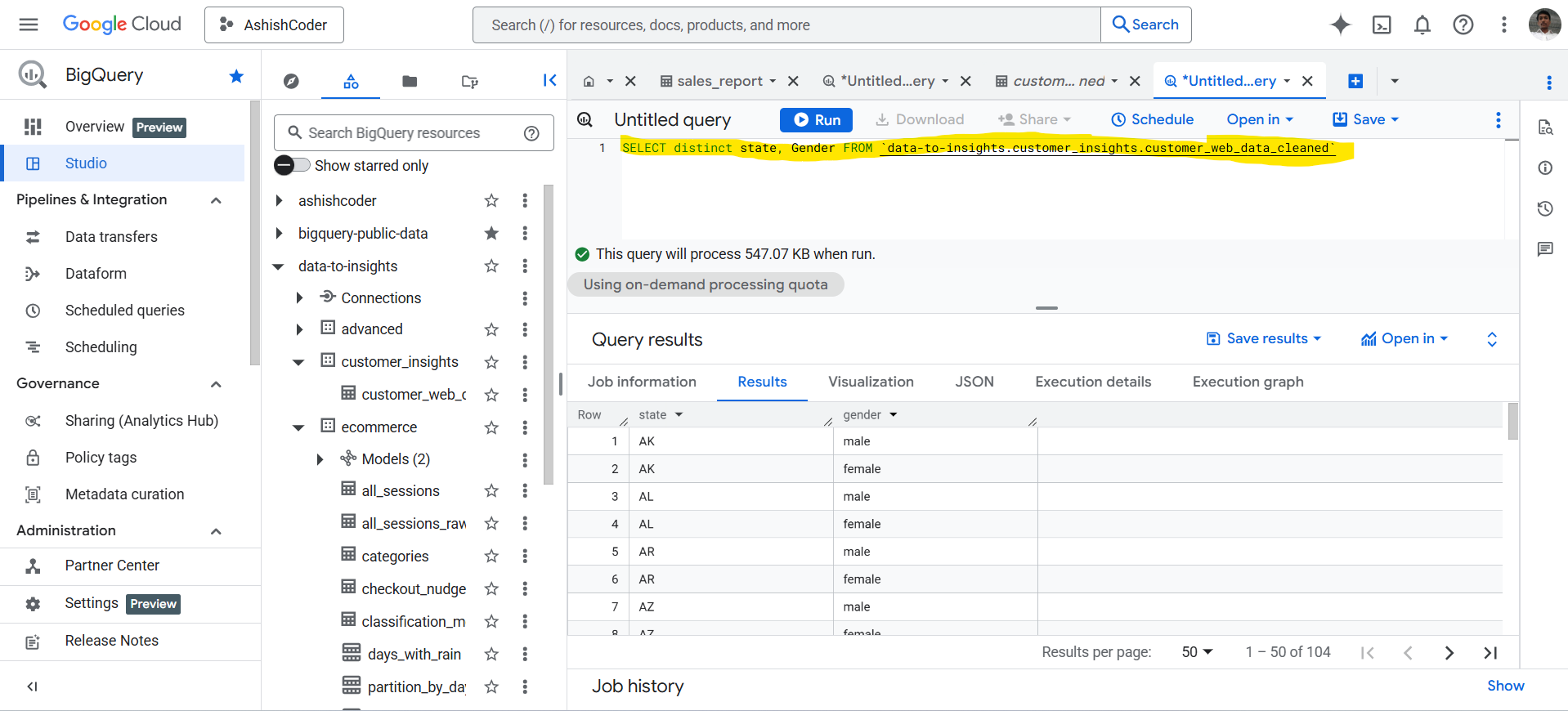 DISTINCT keyword with multiple columns