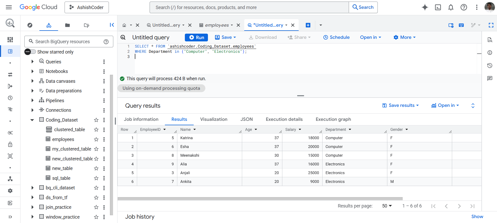 IN operator in BigQuery