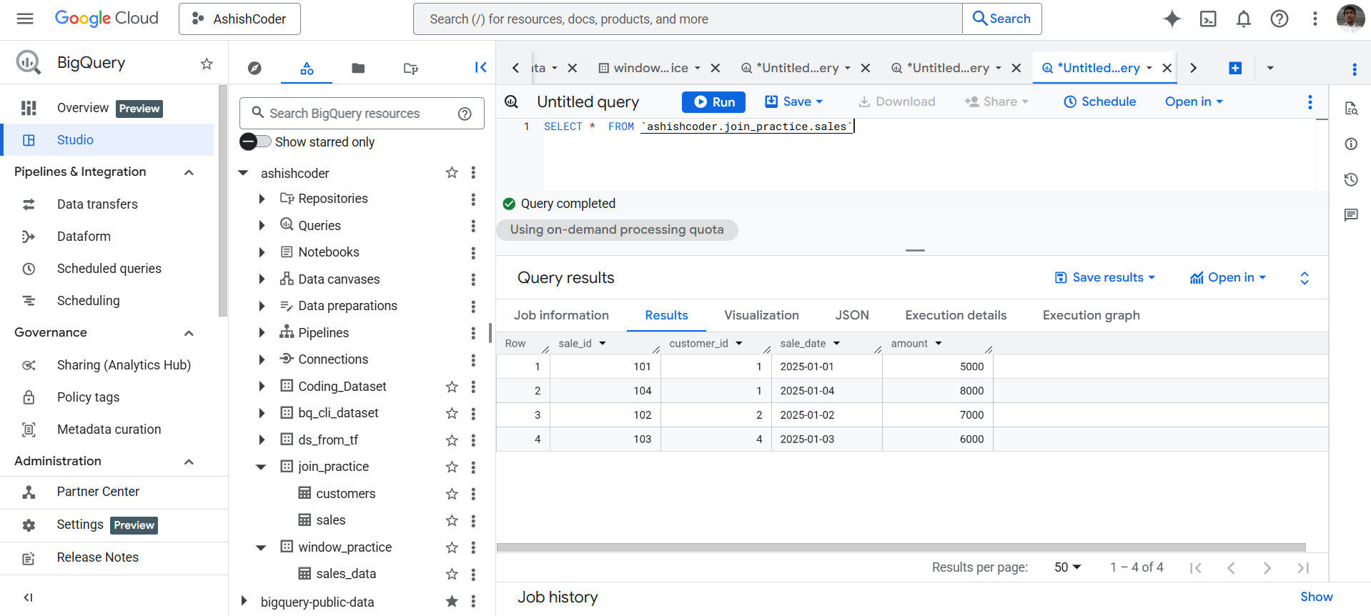 Inner join in BigQuery