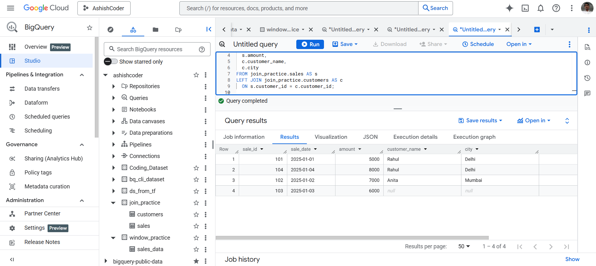 Left join in BigQuery