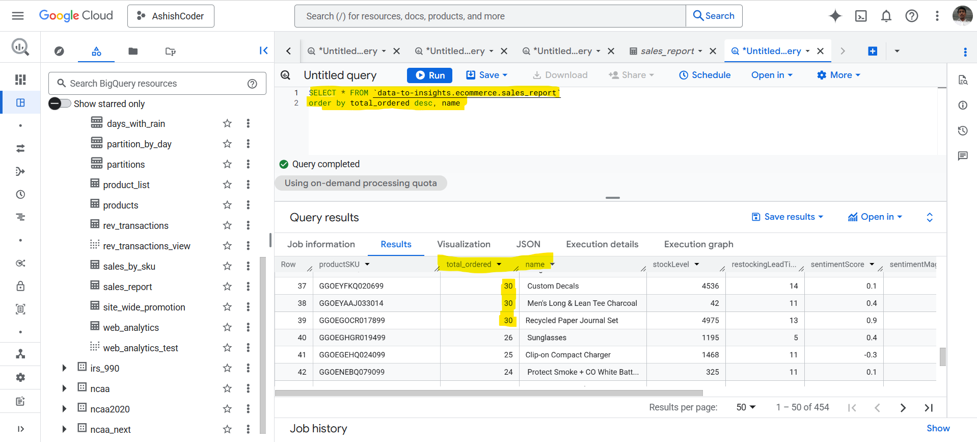 ORDER BY multiple columns