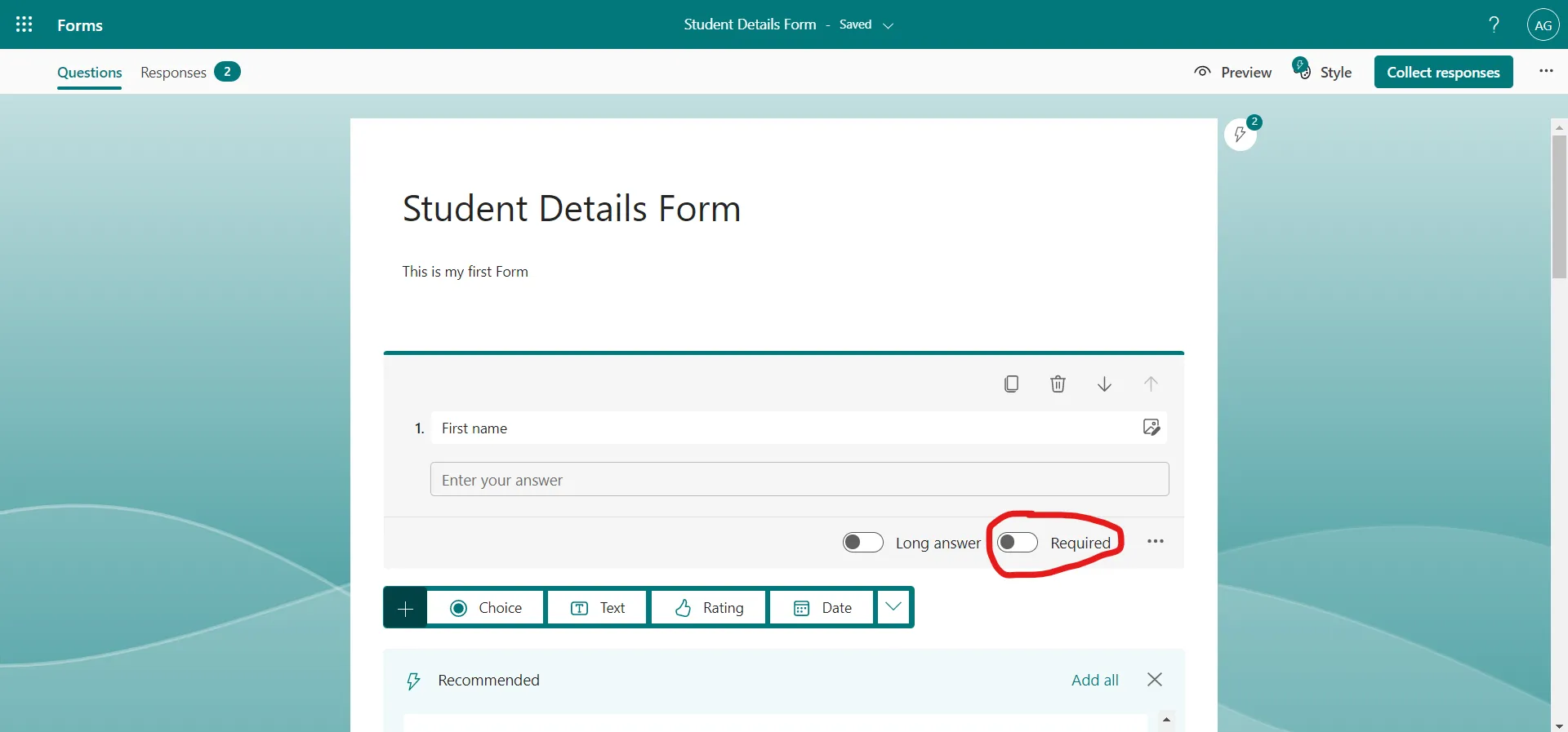 Make a Question required in Microsoft Forms