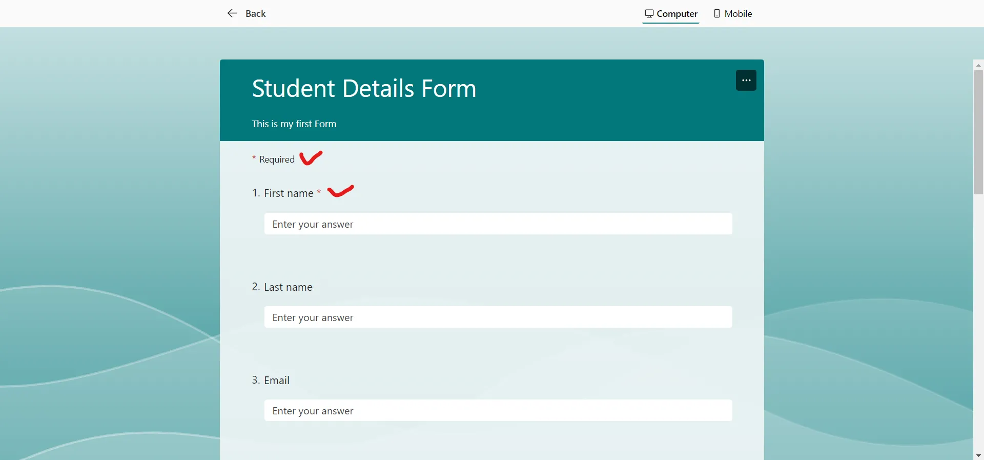 Make a Question required in Microsoft Forms