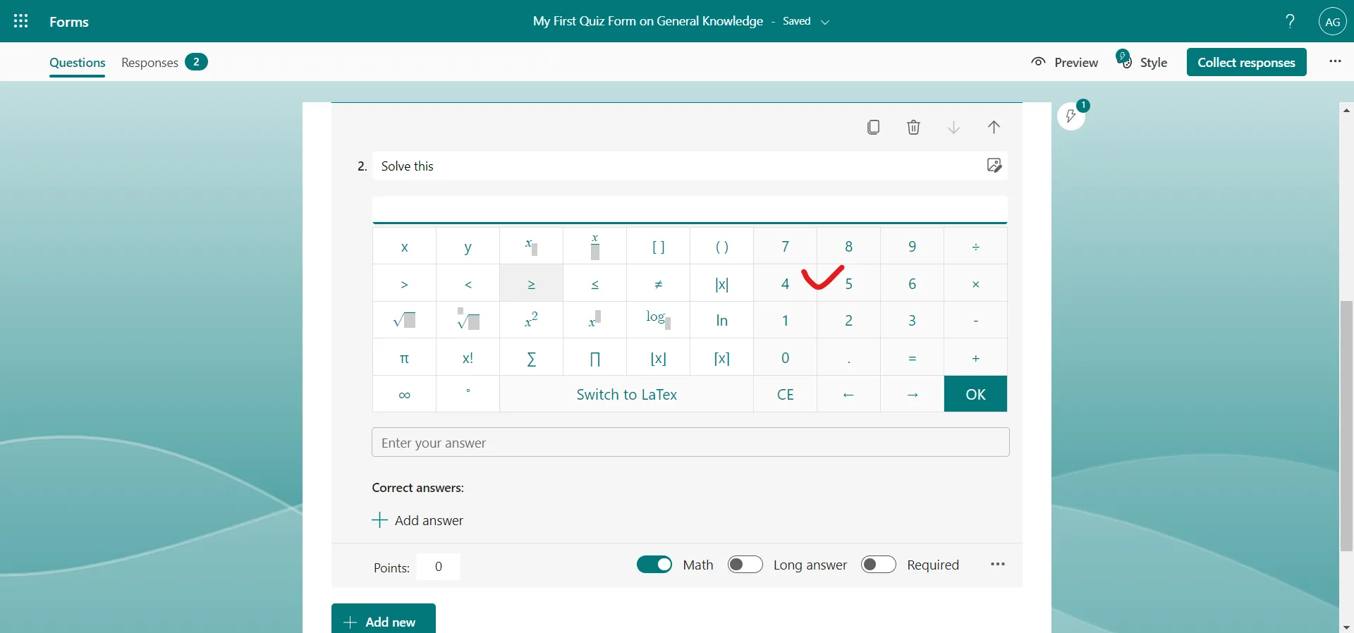 Equations in Microsoft Forms Equations in Microsoft Forms