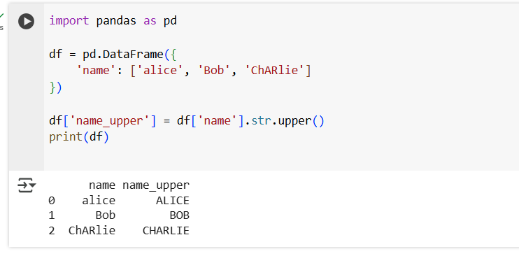 upper method in Pandas