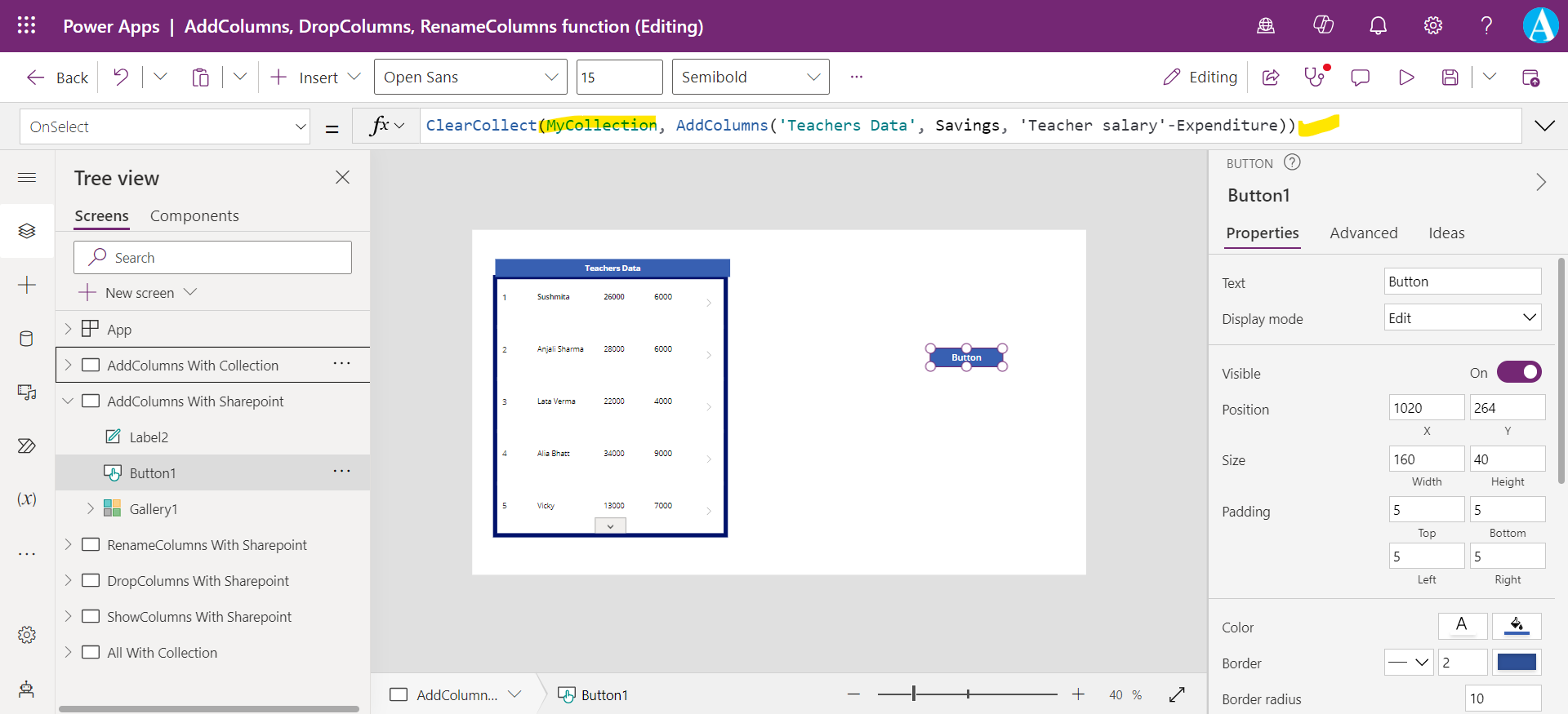 AddColumns Function in Power Apps AddColumns Function in Power Apps
