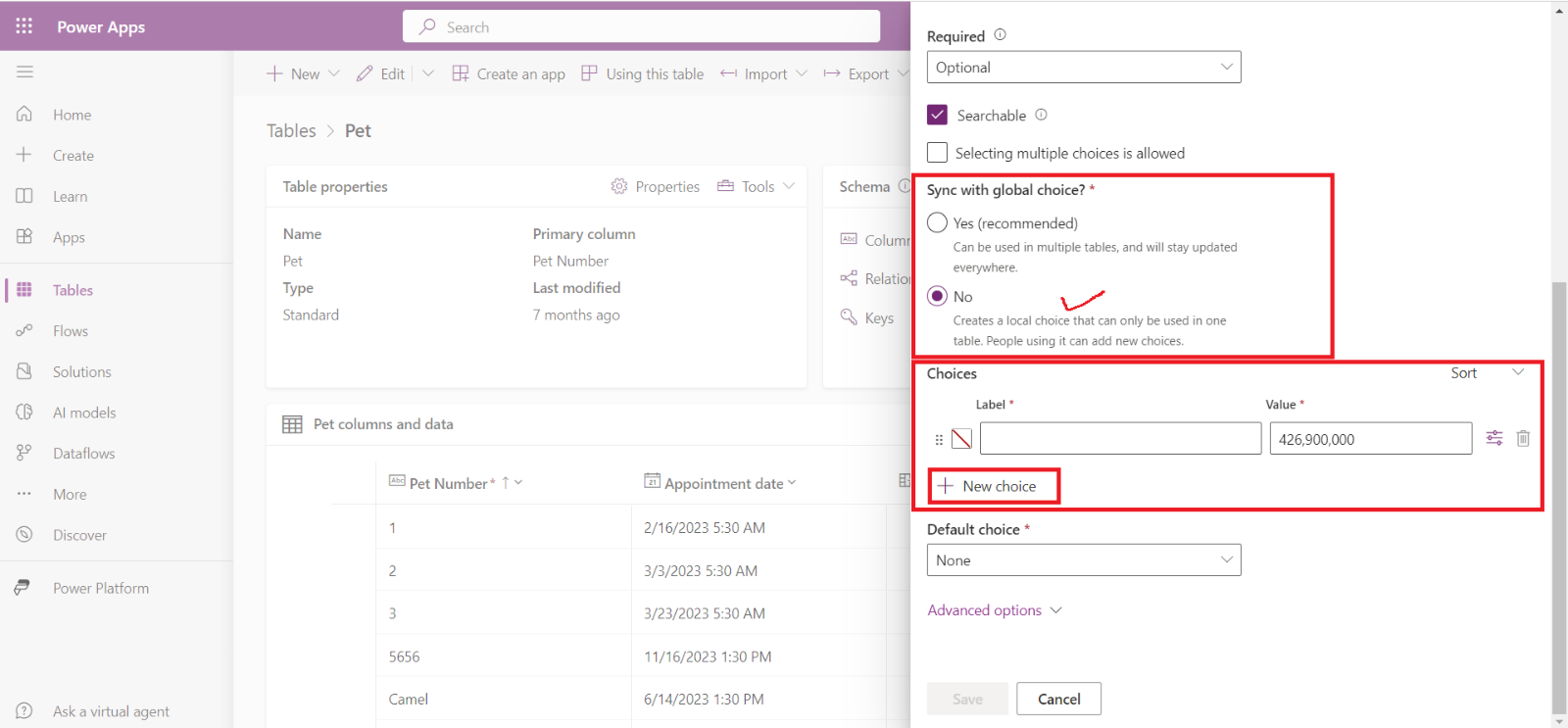 Choices in Dataverse Choices in Dataverse