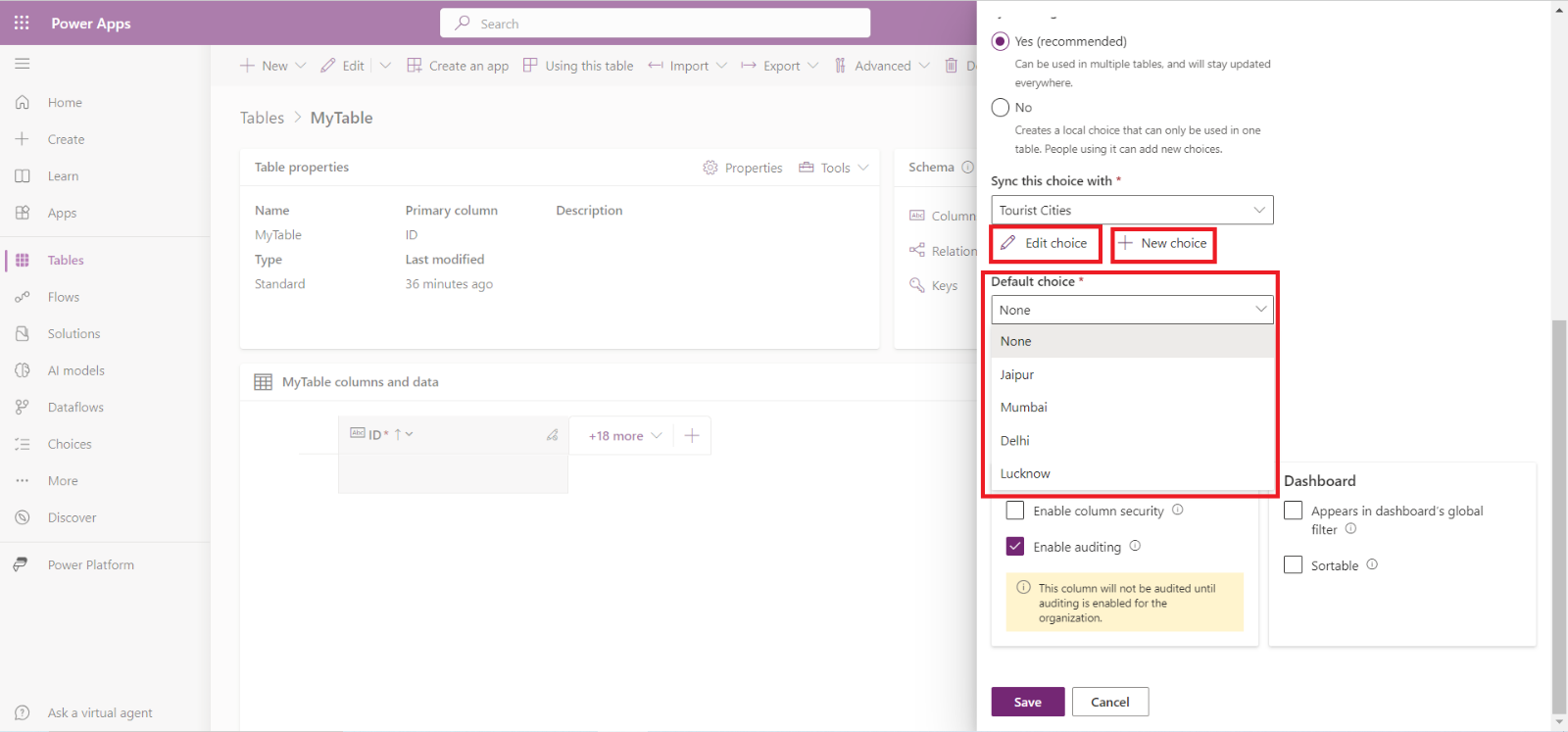Choices in Dataverse Choices in Dataverse