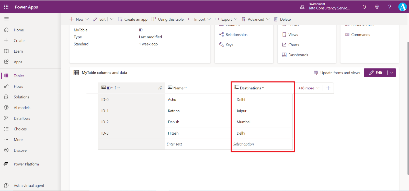 Choices in Dataverse Choices in Dataverse
