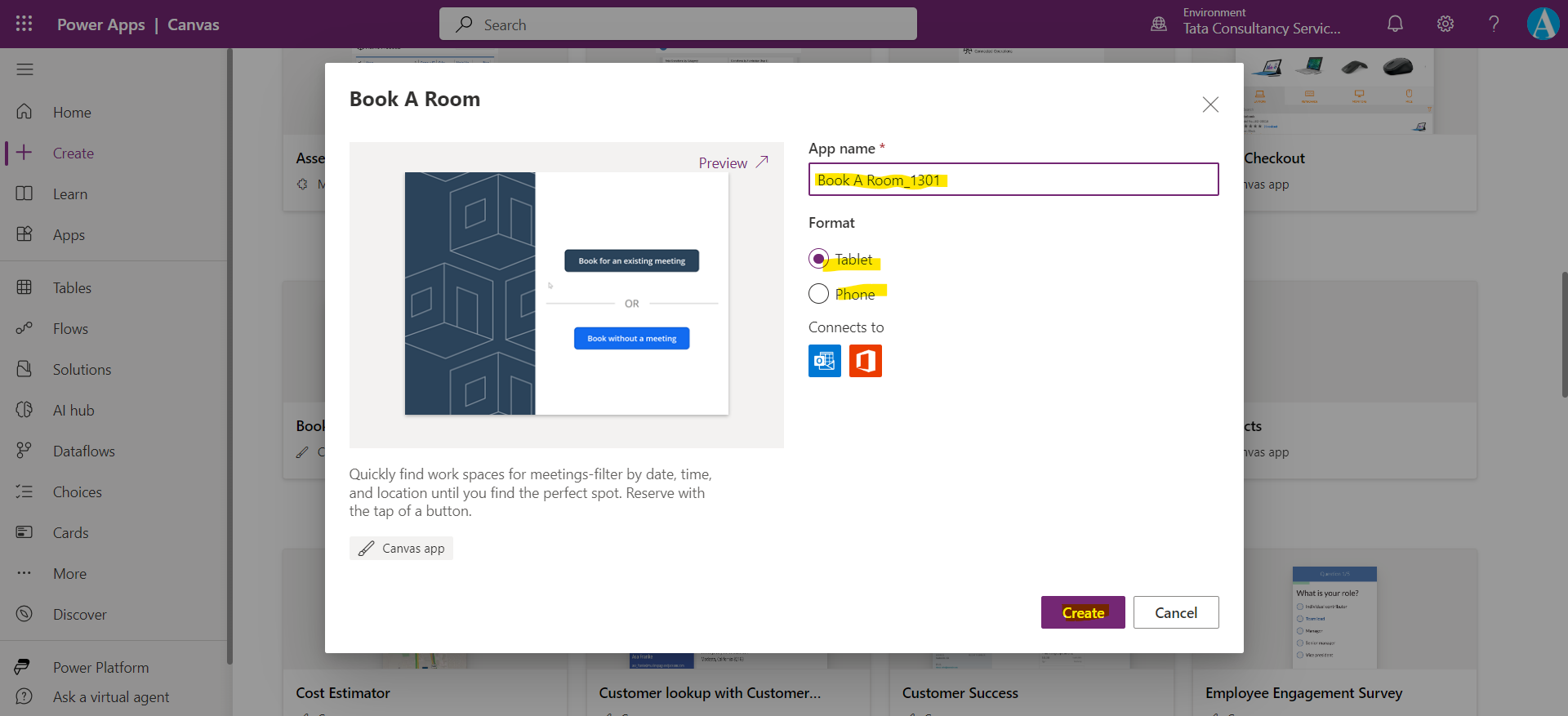 Create an app from template Create an app from template