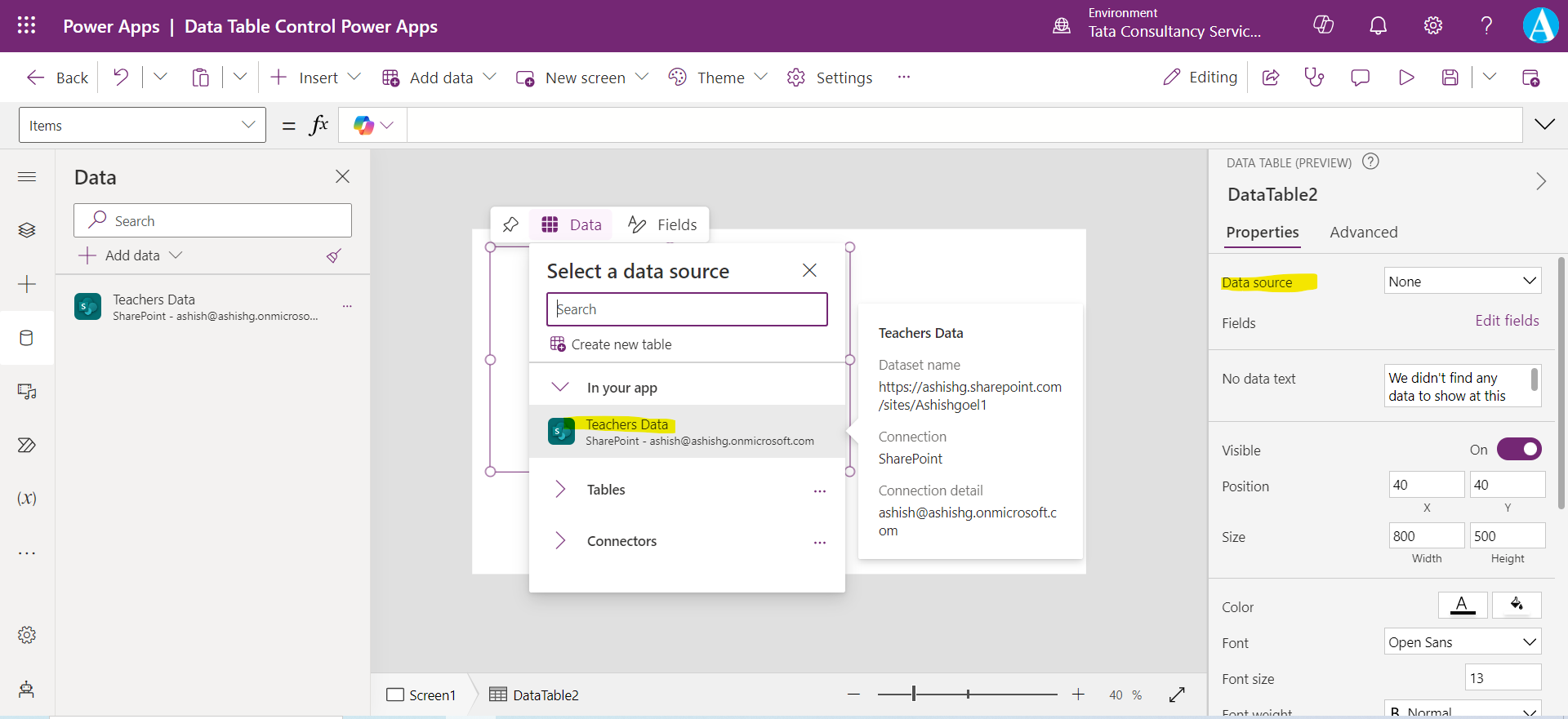 Data Table control in Power Apps Data Table control in Power Apps