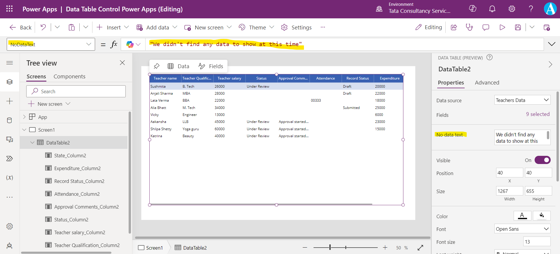 Data Table control in Power Apps Data Table control in Power Apps