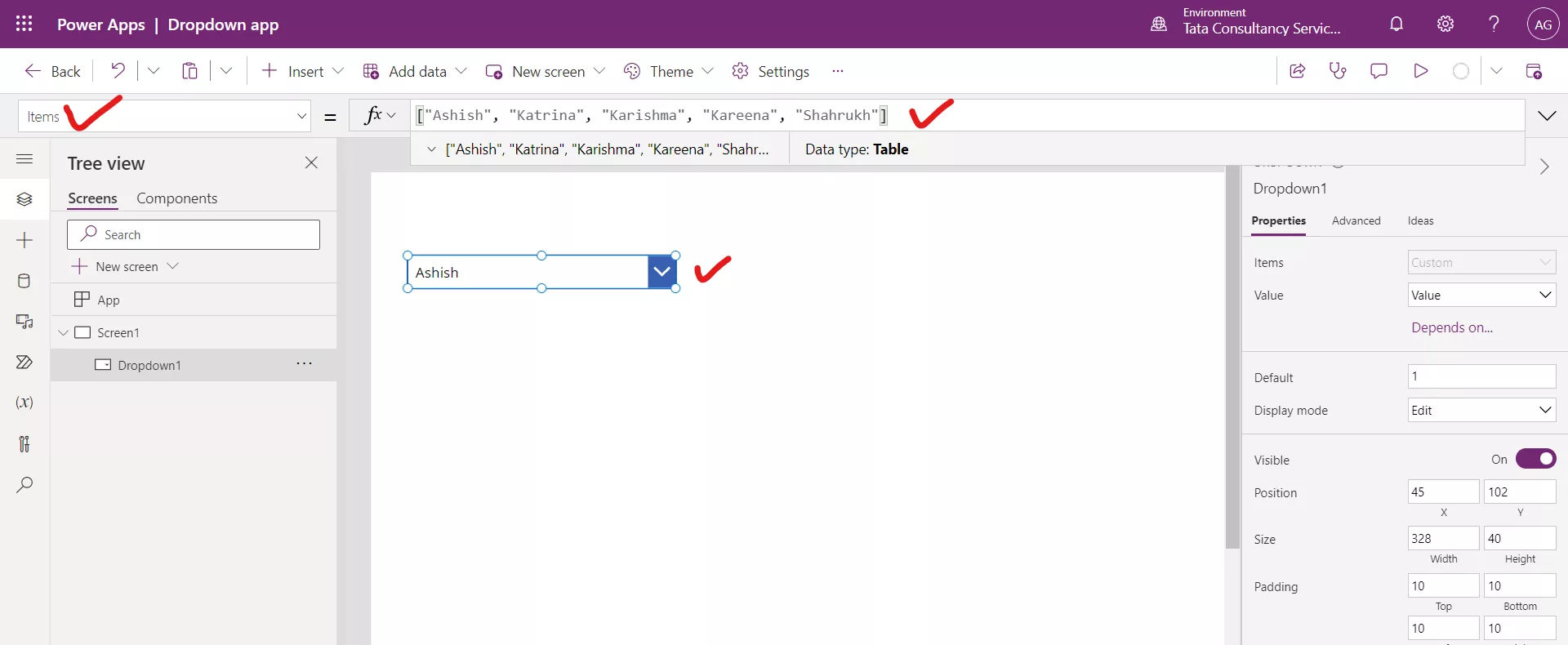 Dropdown control in Canvas Power Apps Dropdown control in Canvas Power Apps