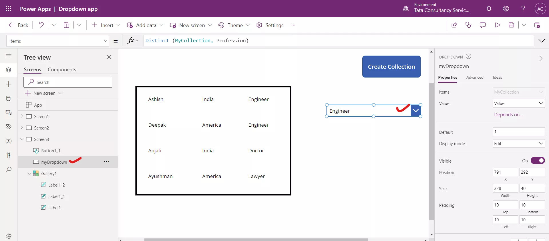 Dropdown control in Canvas Power Apps Dropdown control in Canvas Power Apps