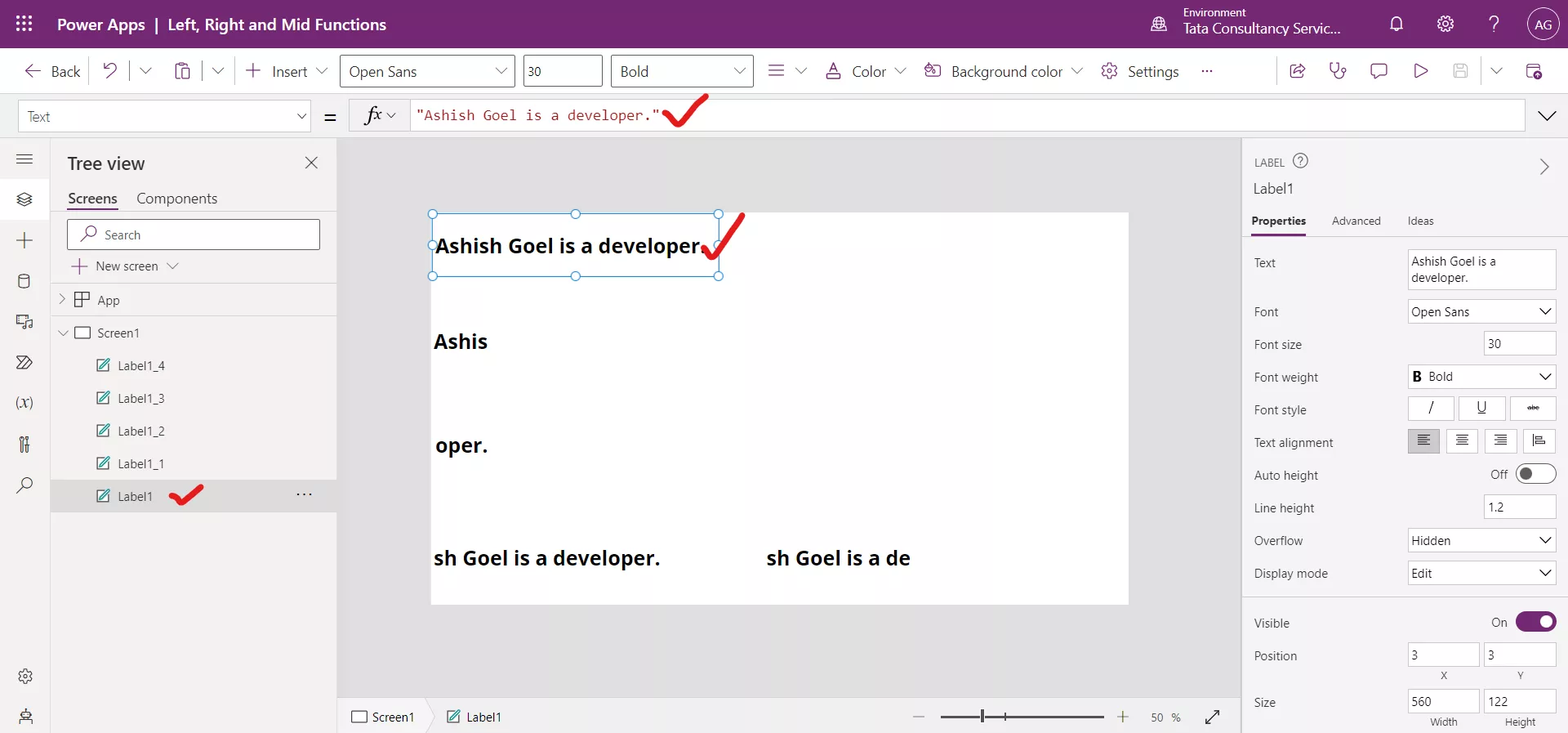 Left Mid and Right function in Canvas Power Apps Left Mid and Right function in Canvas Power Apps