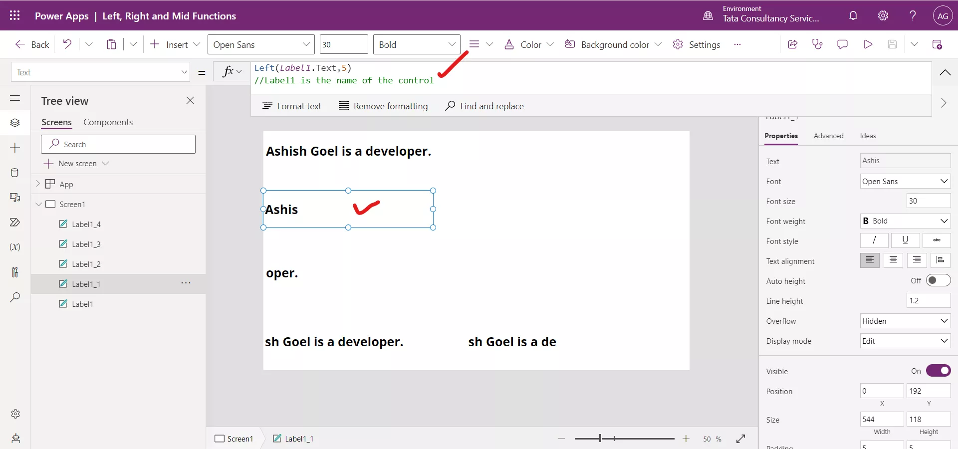 Left Mid and Right function in Canvas Power Apps Left Mid and Right function in Canvas Power Apps