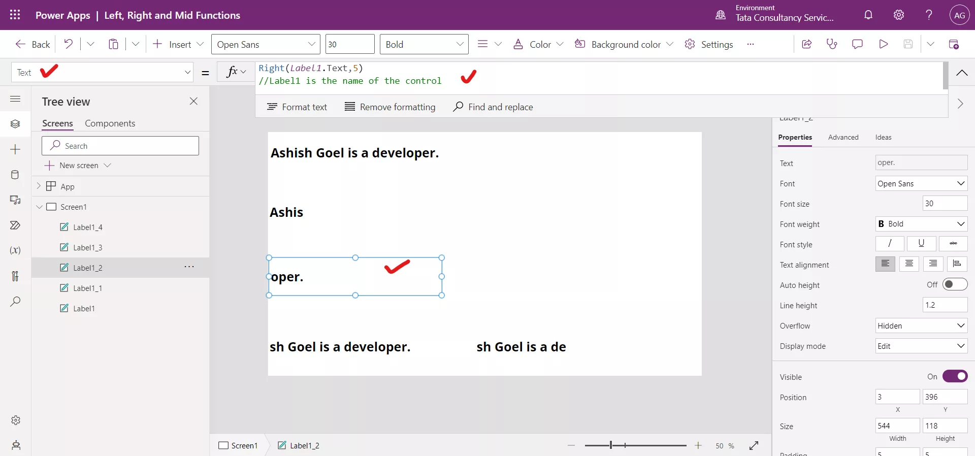 Left Mid and Right function in Canvas Power Apps Left Mid and Right function in Canvas Power Apps