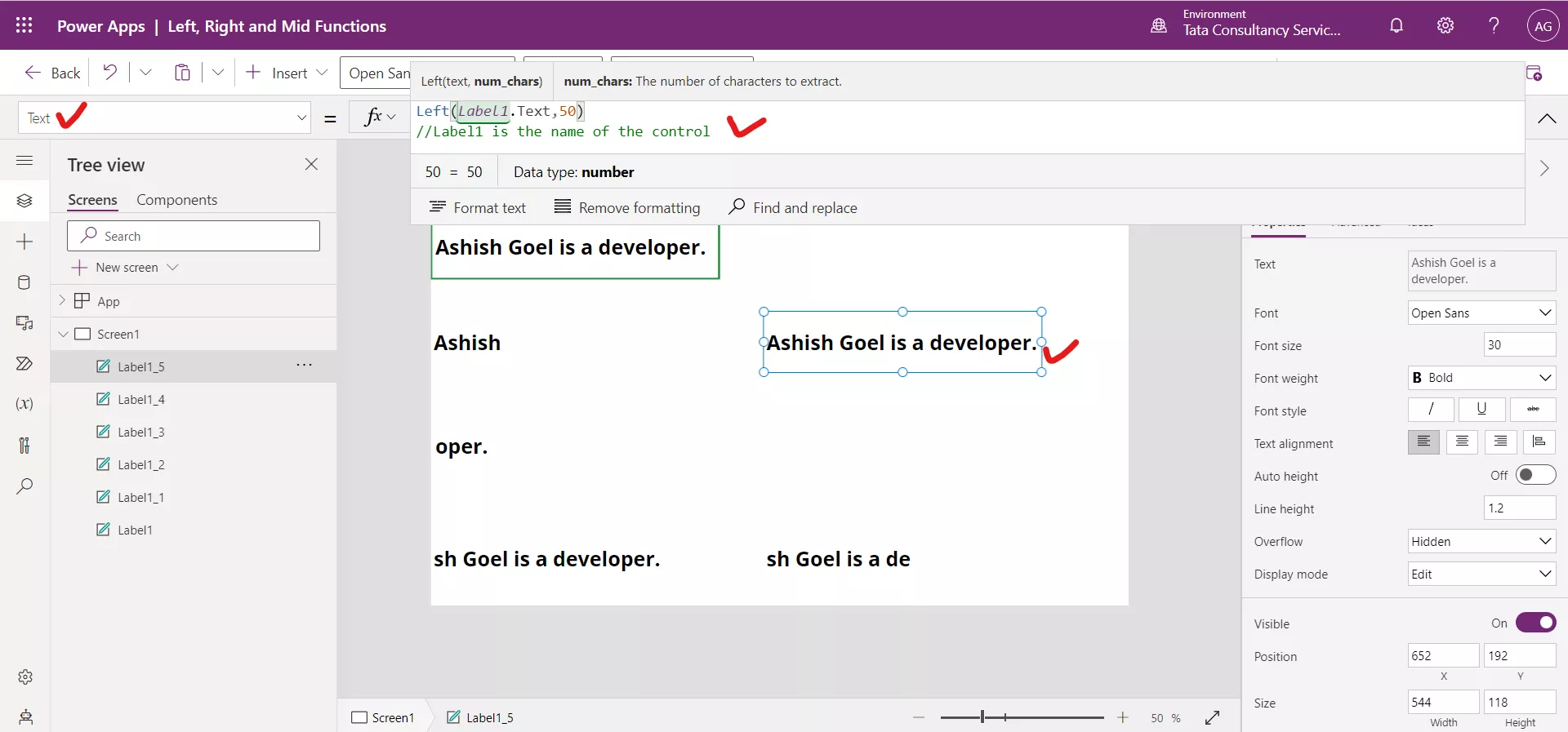 Left Mid and Right function in Canvas Power Apps Left Mid and Right function in Canvas Power Apps