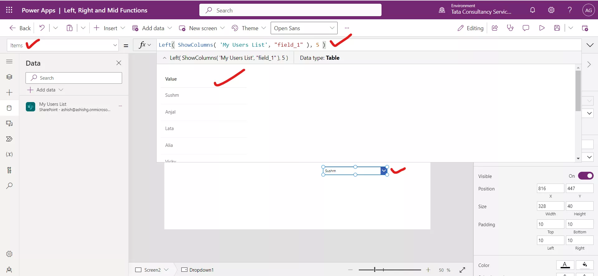 Left Mid and Right function in Canvas Power Apps Left Mid and Right function in Canvas Power Apps
