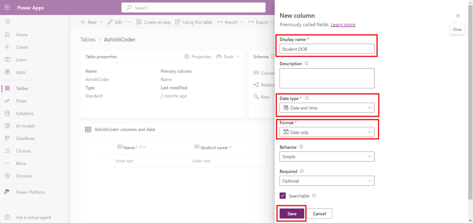 Create a Microsoft Dataverse Table Create a Microsoft Dataverse Table
