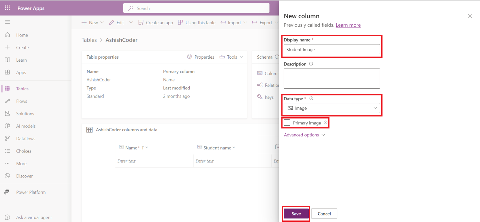 Create a Microsoft Dataverse Table Create a Microsoft Dataverse Table