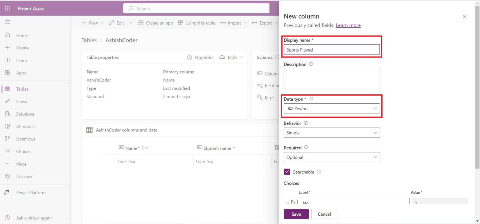 Create a Microsoft Dataverse Table Create a Microsoft Dataverse Table