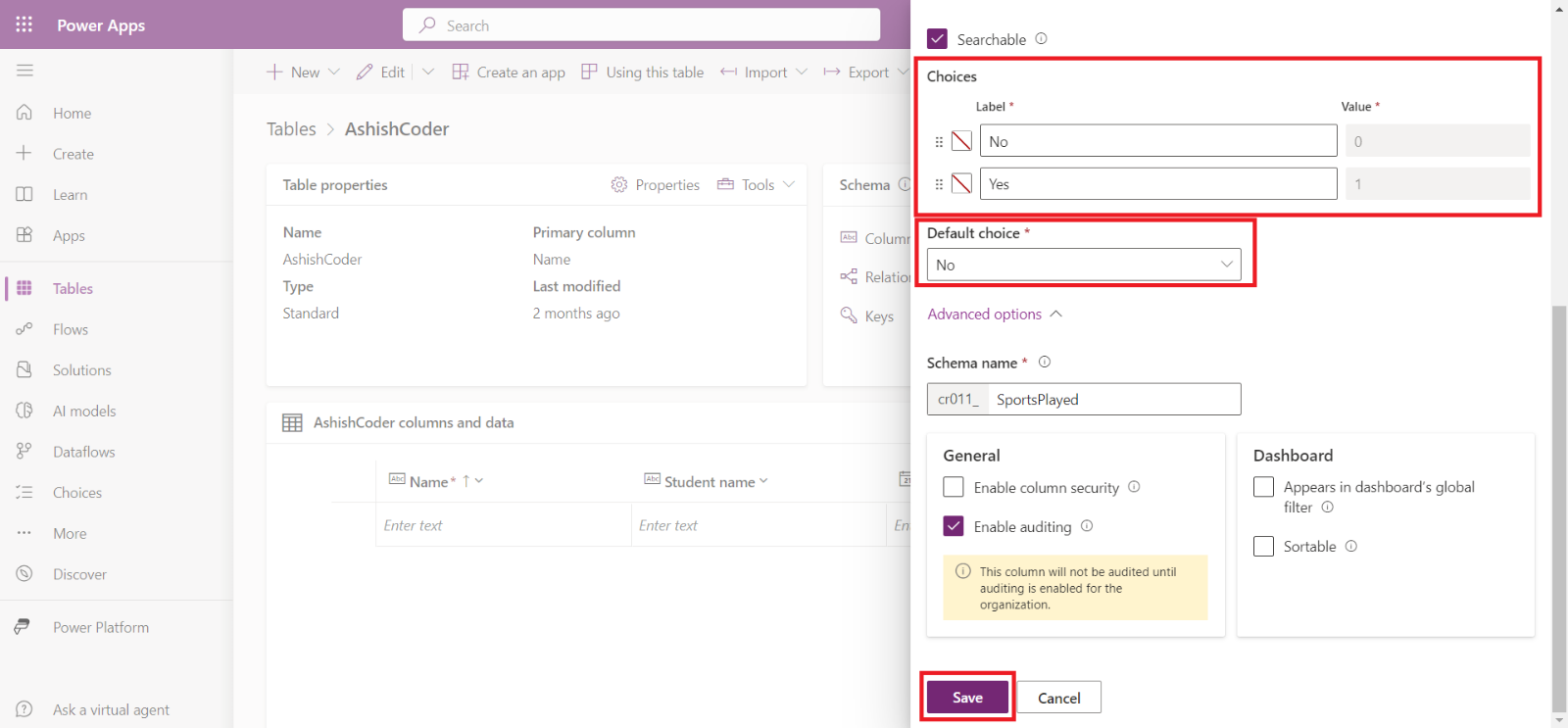 Create a Microsoft Dataverse Table Create a Microsoft Dataverse Table