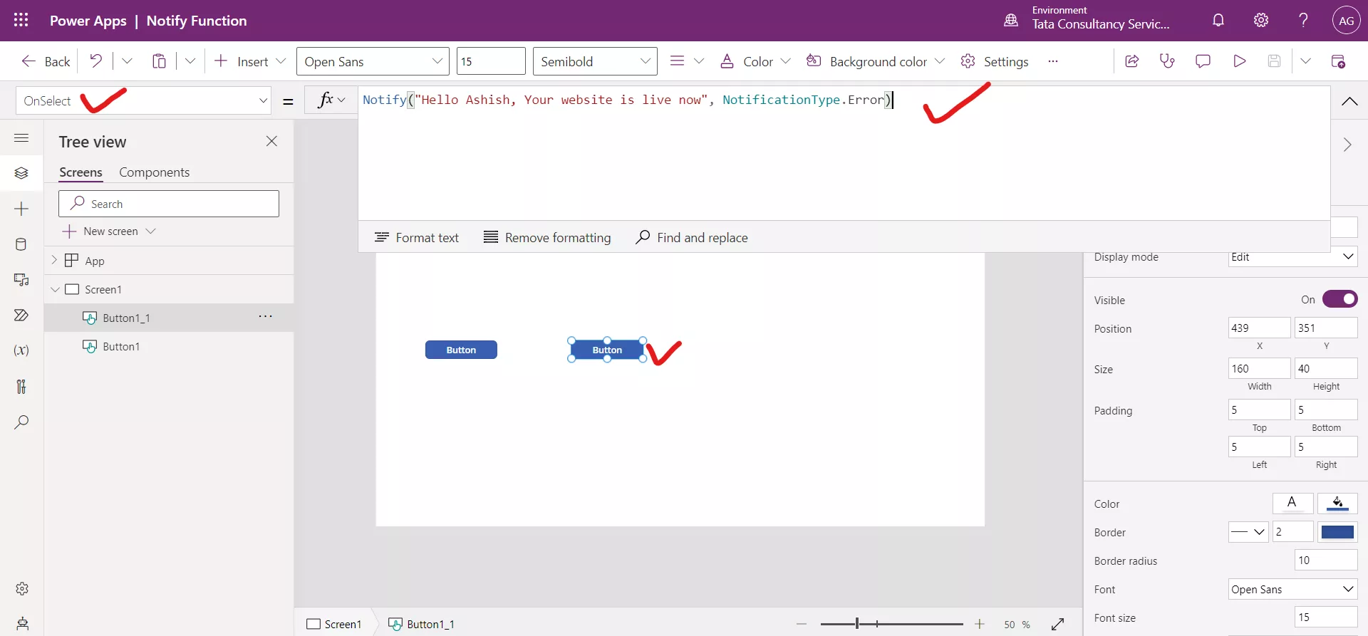 Notify function in Power Apps Notify function in Power Apps