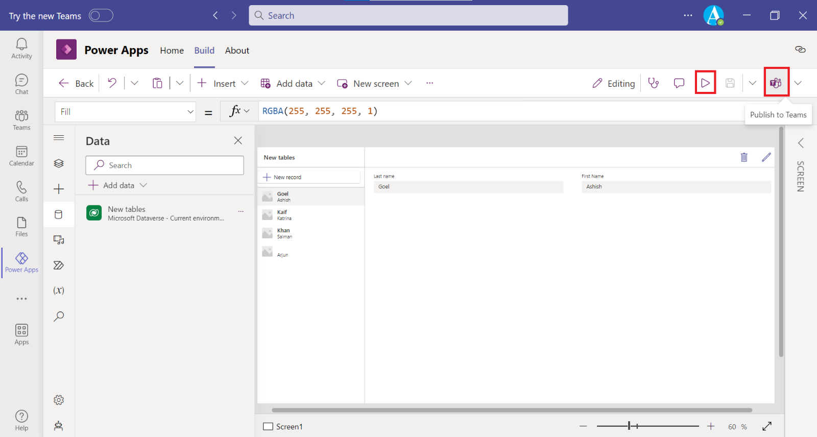 Power Apps in Teams Power Apps in Teams