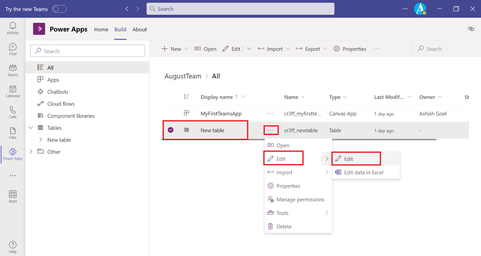 Power Apps in Teams Power Apps in Teams