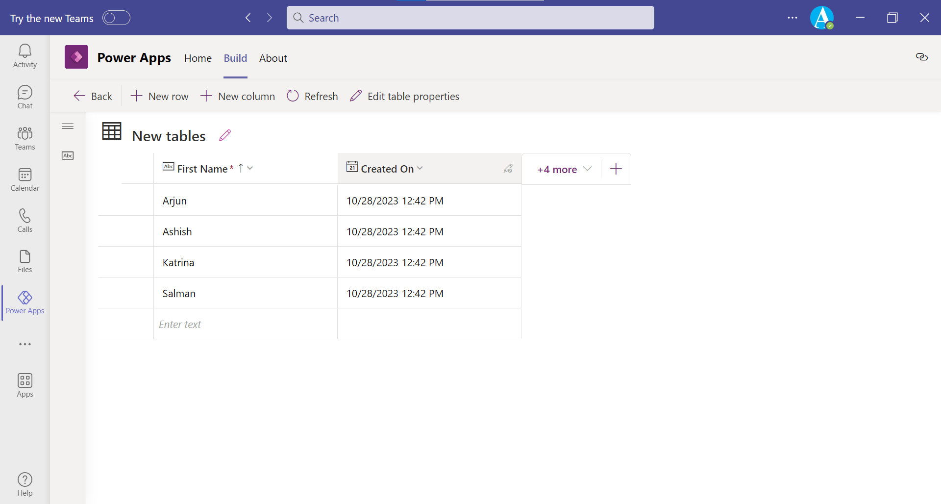 Power Apps in Teams Power Apps in Teams