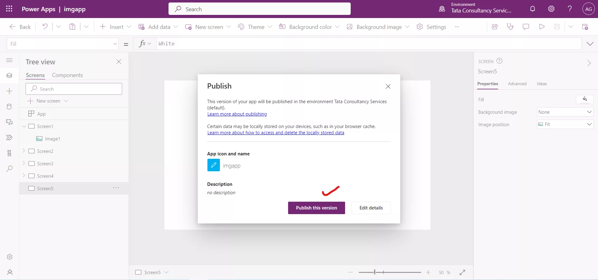 Publish version of the app Publish version of the app