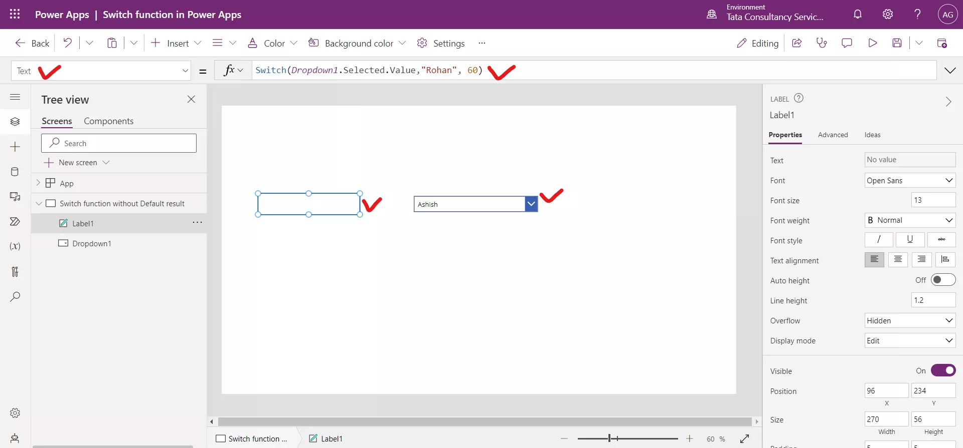 Switch function in Power Apps Switch function in Power Apps