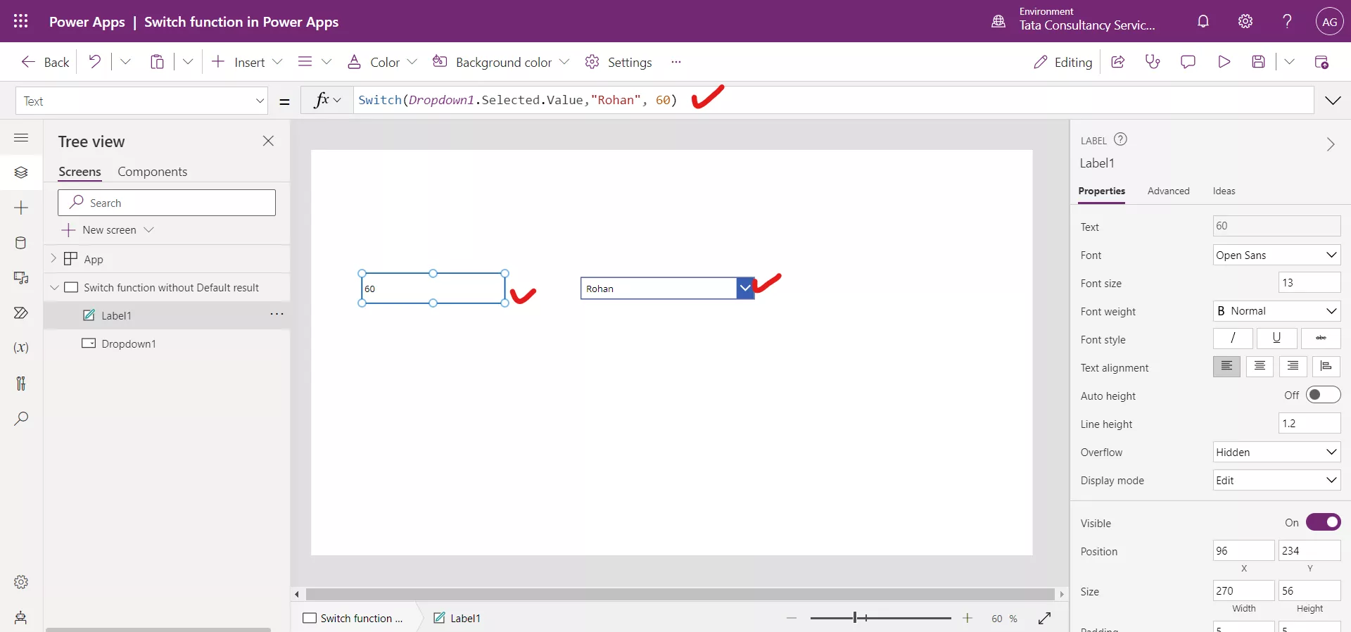 Switch function in Power Apps Switch function in Power Apps