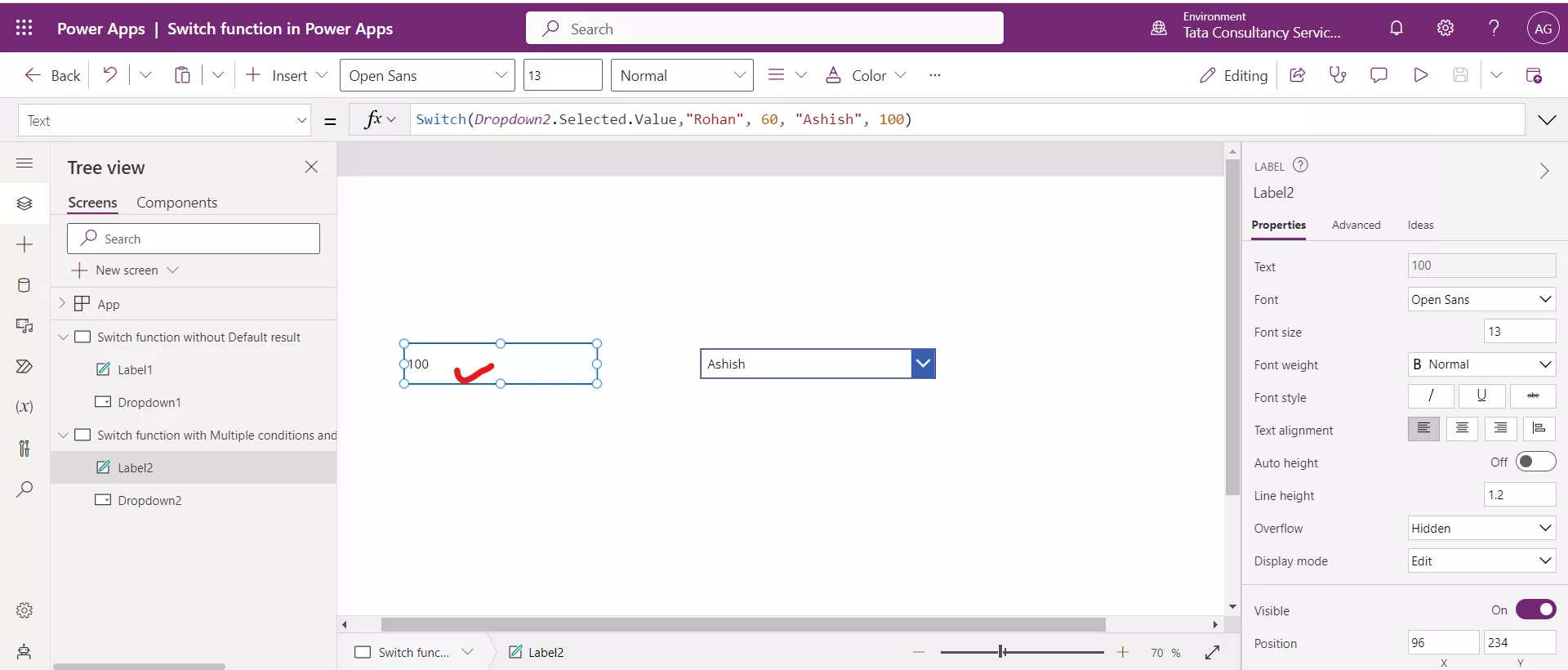 Switch function in Power Apps Switch function in Power Apps