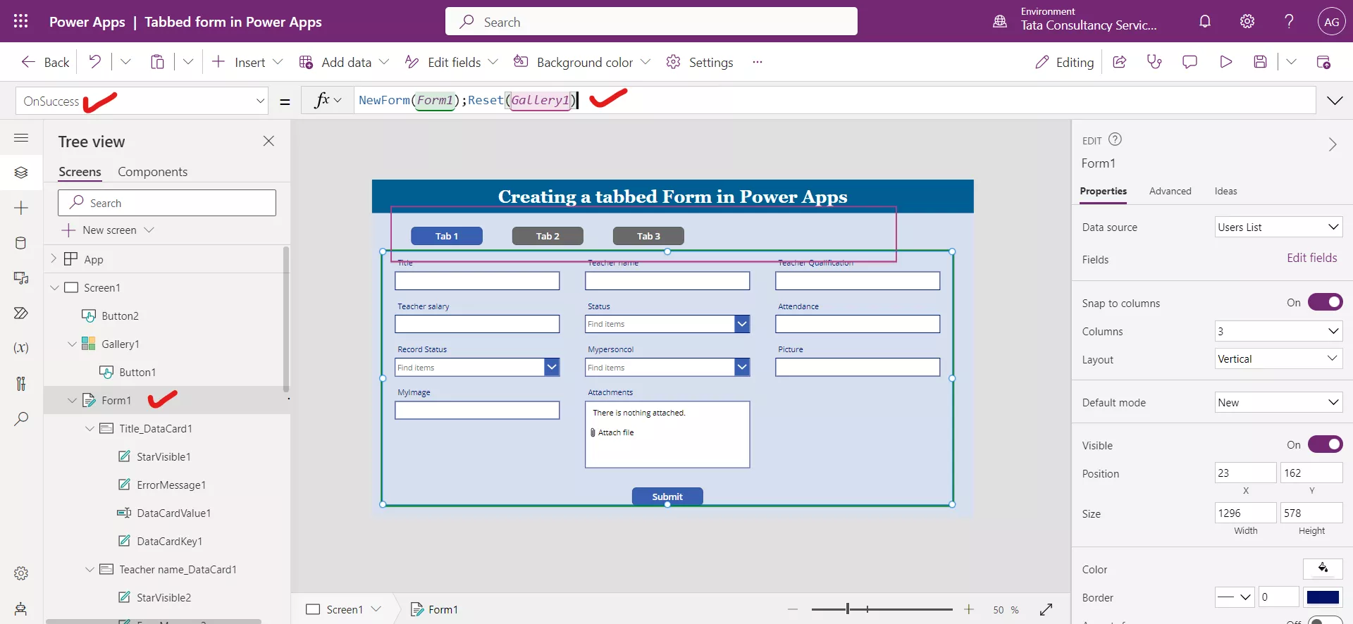 Tabbed Form in Power Apps Tabbed Form in Power Apps