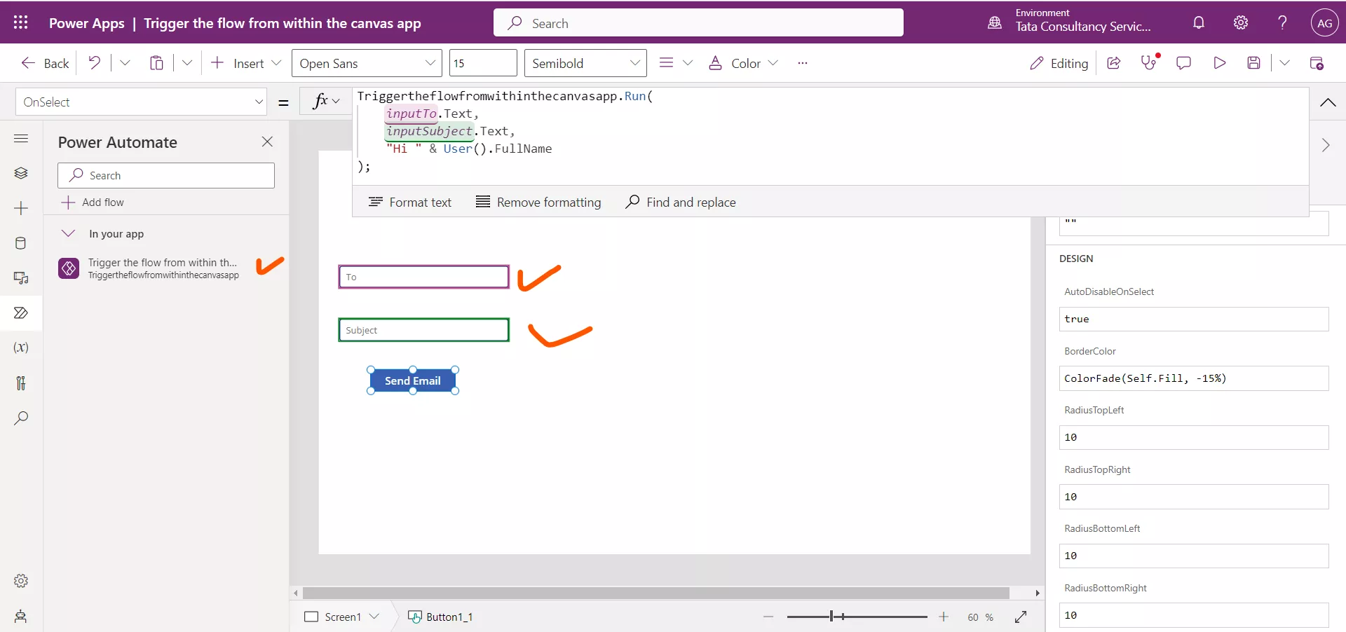 Trigger the flow from Power Apps Trigger the flow from Power Apps