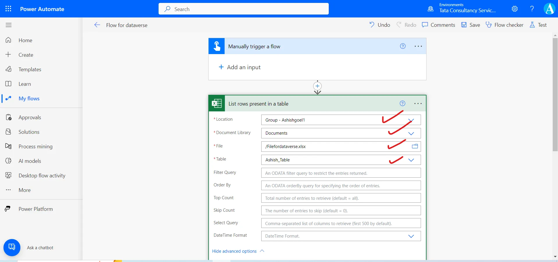 Create rows in Dataverse table using the excel data Create rows in Dataverse table using the excel data