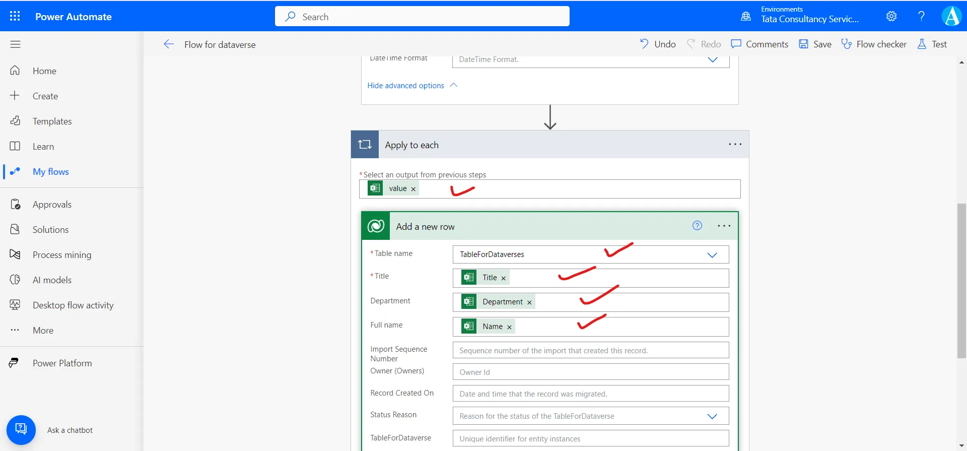 Create rows in Dataverse table using the excel data Create rows in Dataverse table using the excel data