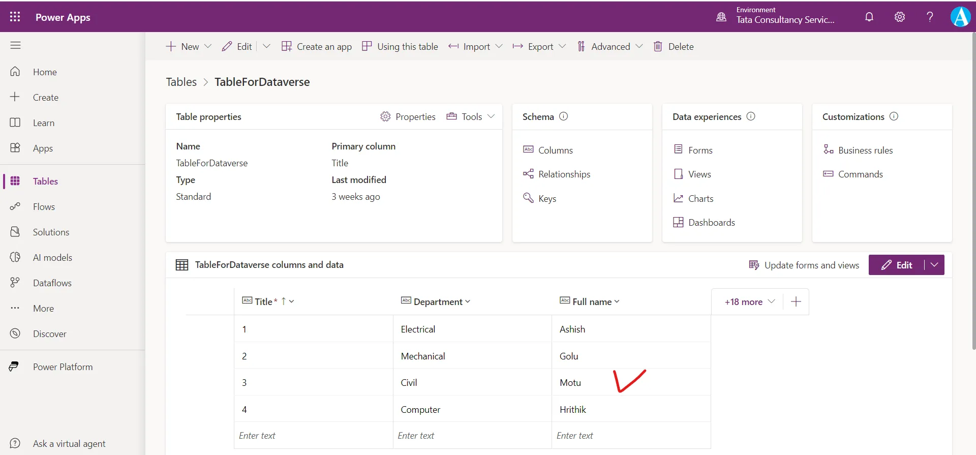 Create rows in Dataverse table using the excel data Create rows in Dataverse table using the excel data