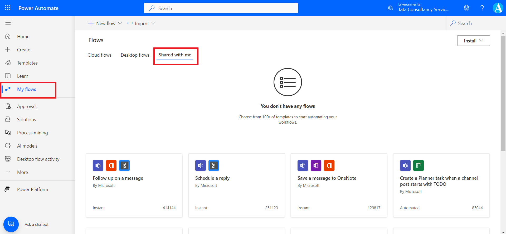 Share the Power Automate flows