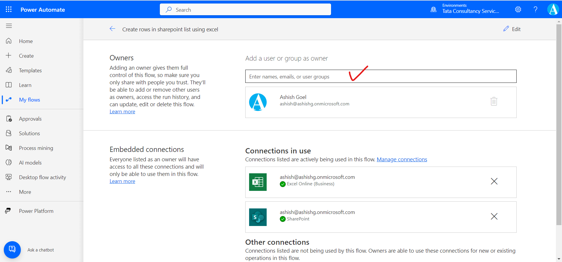 Share the Power Automate flows