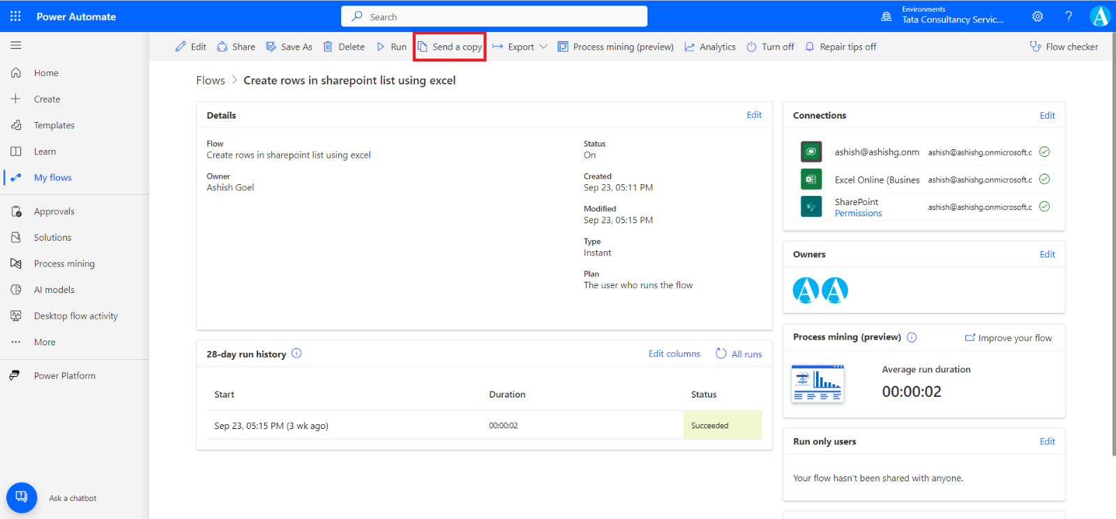 Share the Power Automate flows