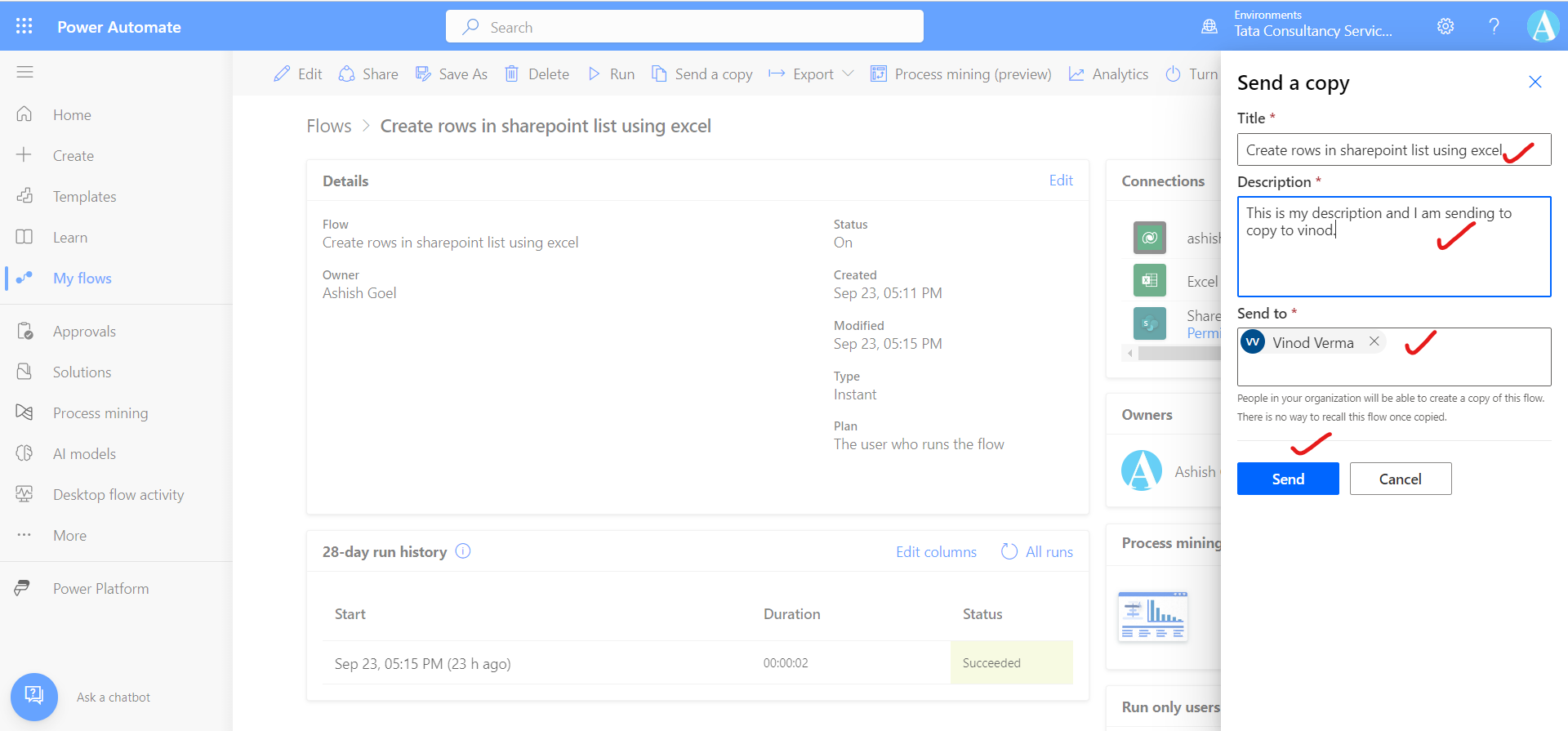 Share the Power Automate flows